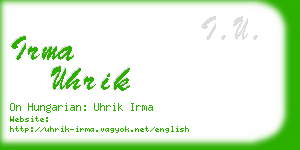 irma uhrik business card